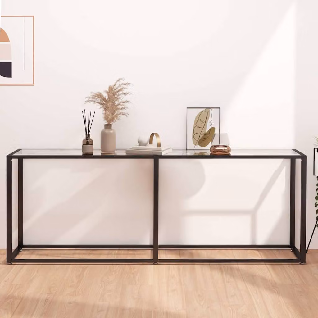 vidaXL Tavolo Consolle Moderno in Vetro Temperato Trasparente L 200 cm x P 35 cm x H 75,5 cm