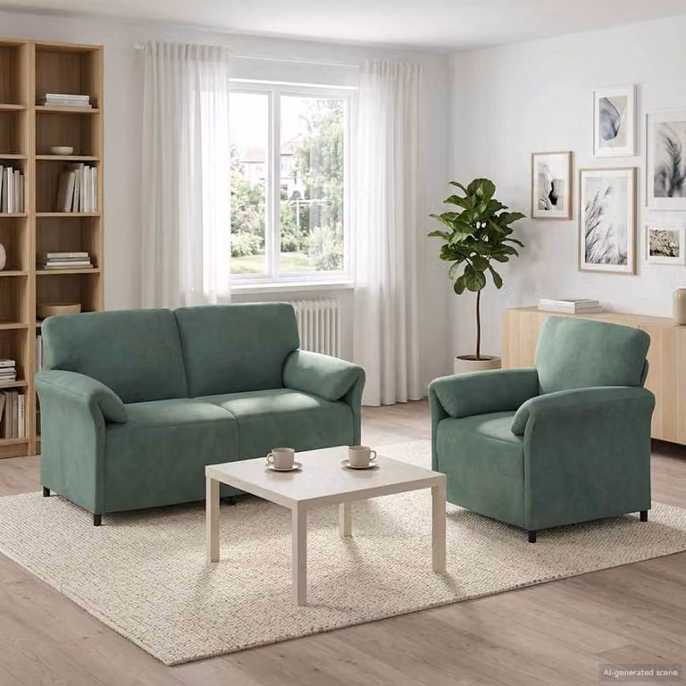 Set di 2 divani moderni vidaXL in velluto verde con cuscini e struttura in metallo per il tuo soggiorno