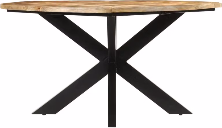 Tavolo da Pranzo Ø150x76 cm in Legno Grezzo Massello di Mango