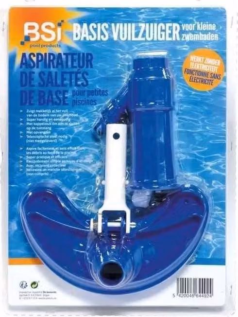 Aspiratore manuale per piscine, 30 cm, con sacchetto di raccolta per lo sporco della piscina, BSI