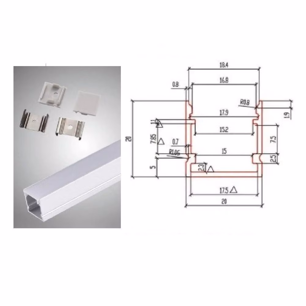 Profilo in alluminio Trade Shop per strip LED AL15 con copertura opaca bianca, lunghezza 2 m – 2