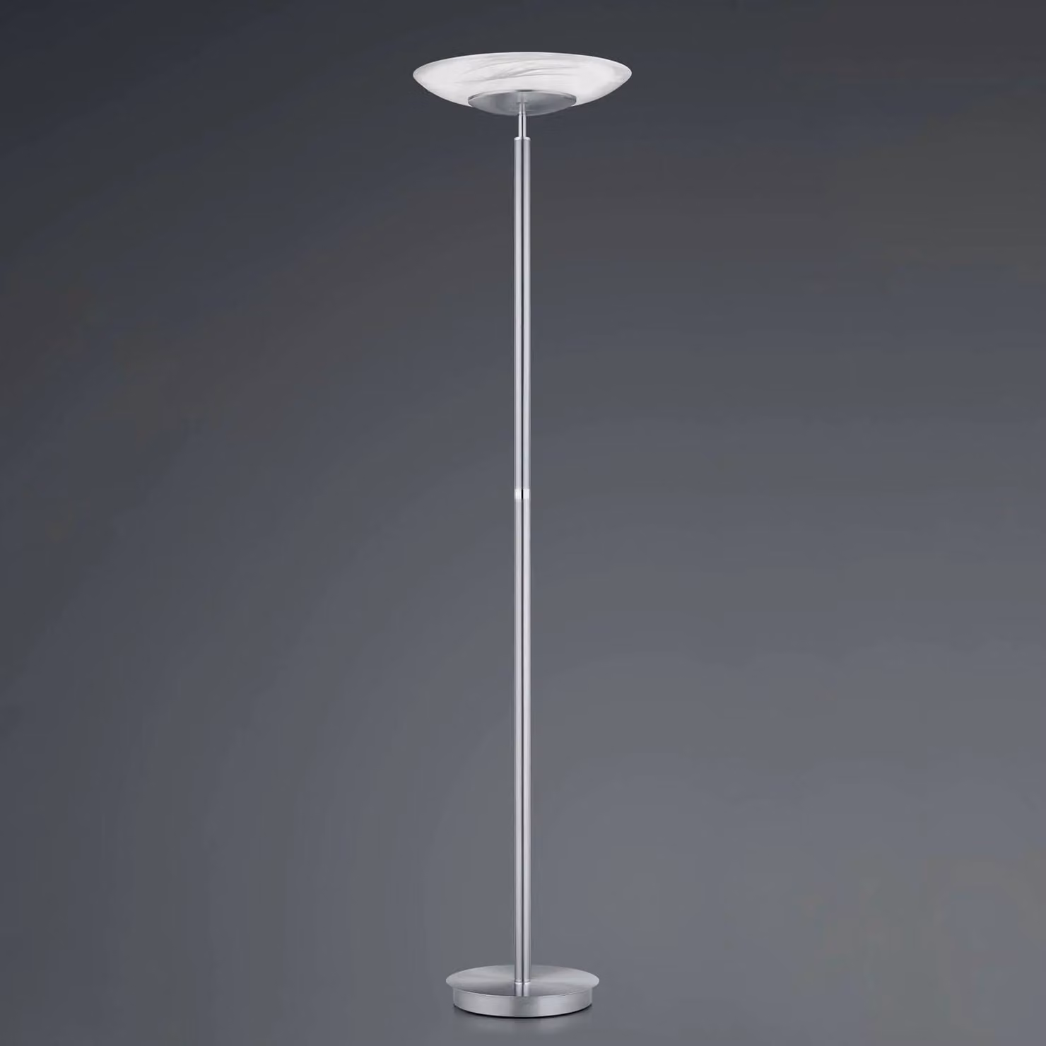 HELL Lampada da terra con luce lettura Findus, dimmerabile, Alluminio / Grigio / Zincato, Soggiorno / Sala da pranzo, Metallo, Moderno, Lampada LED da terra