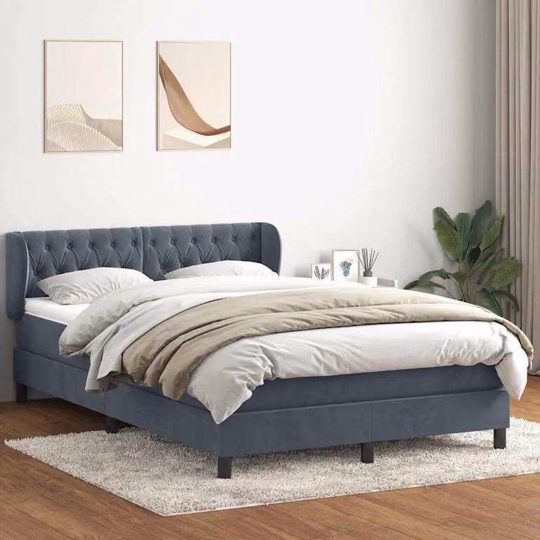 Maison Exclusive - Letto box spring con materasso grigio scuro 160x210 cm velluto