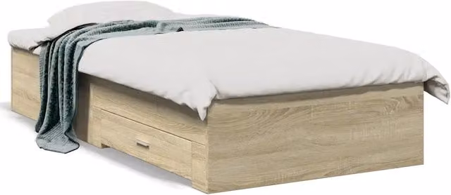 Letto singolo | Letto per adulti | Giroletto Cassetti Rovere Sonoma 100x200 cm Legno Multistrato