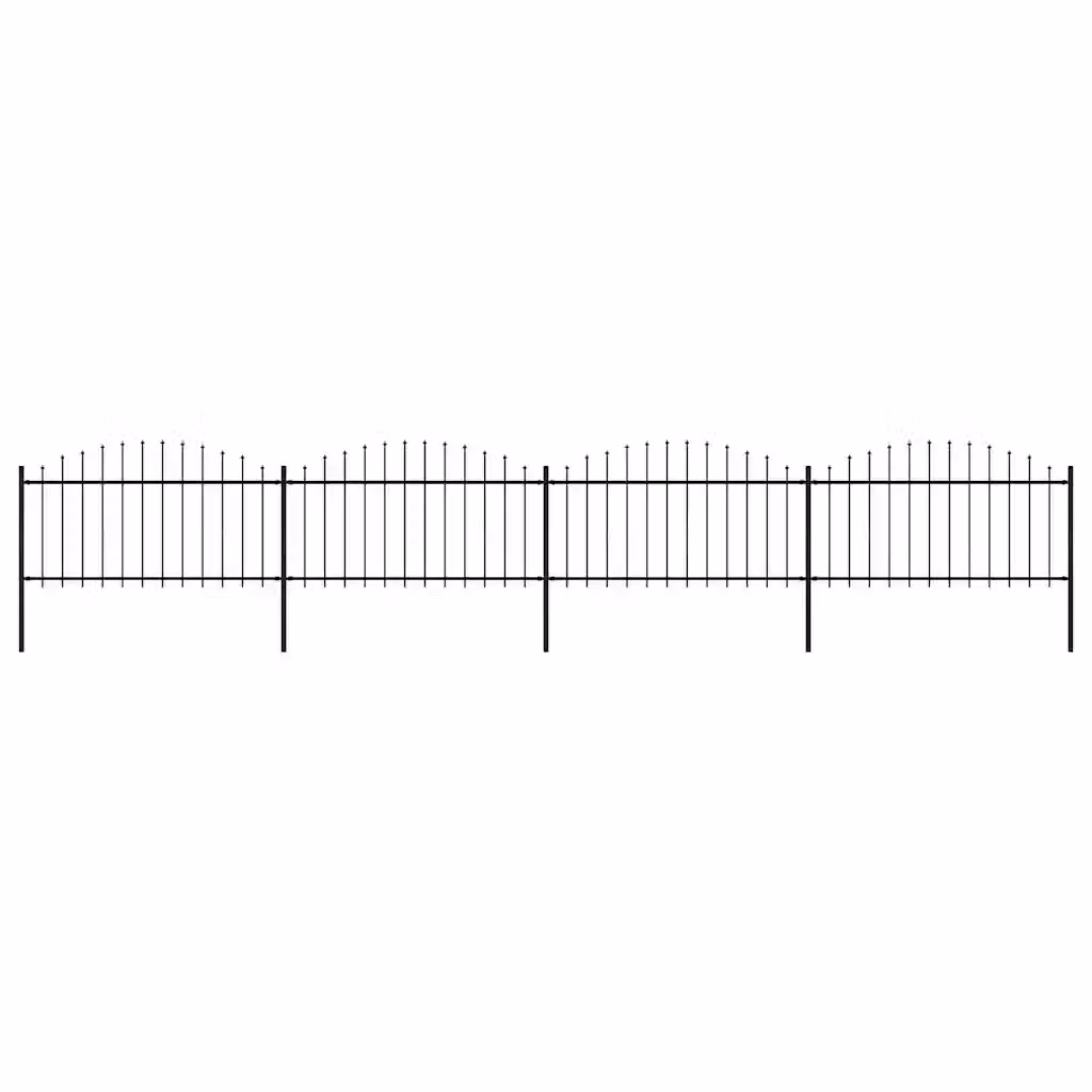 Recinzione da giardino vidaXL con punta a lancia in acciaio nero L: 671 cm, H: 150 cm