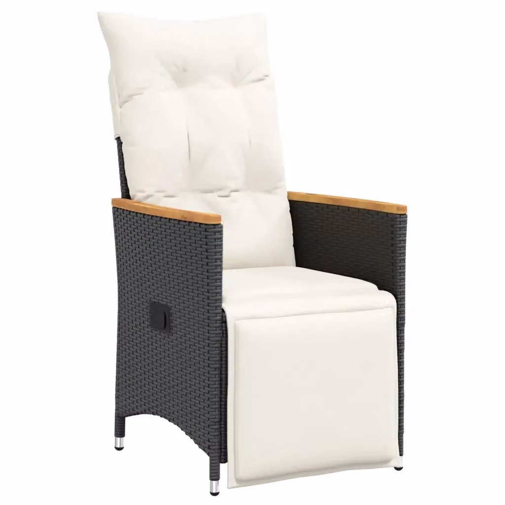Set di 2 sedie reclinabili da giardino vidaXL in legno di acacia e metallo con cuscini bianchi e neri – 2