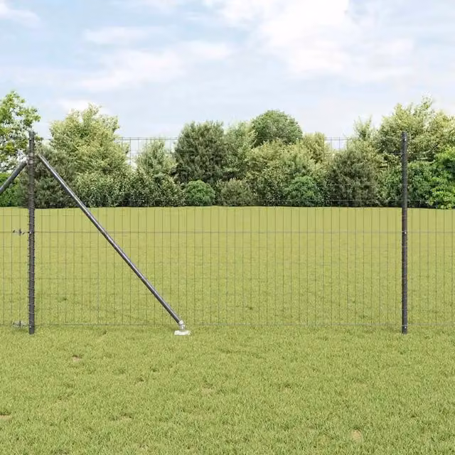 Recinzione Euro vidaXL in acciaio rivestito in PVC grigio per installazione interrata, H: 1 m x L: 25 m