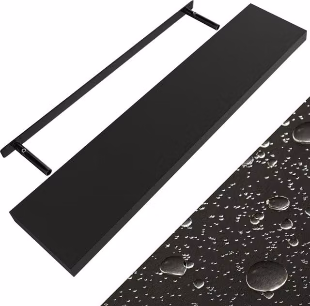 Mensola da parete CASARIA nera lucida in MDF per soggiorno, L: 110 cm – 1