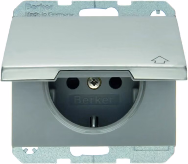 Presa Schuko, acciaio inox, con coperchio a cerniera - Presa 47517104
