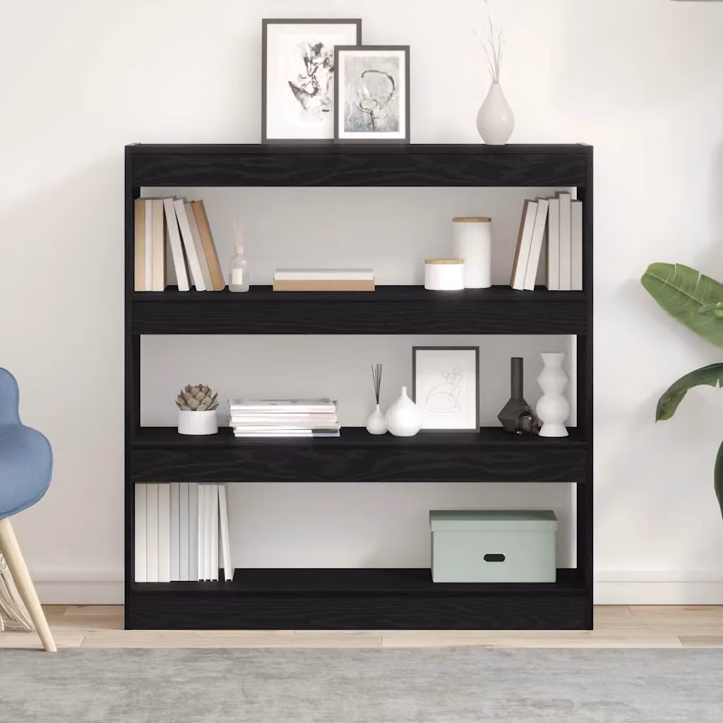 vidaXL Libreria a 3 Livelli Minimalista in MDF, Colore Rovere e Nero, L 100 x P 30 x H 103 cm