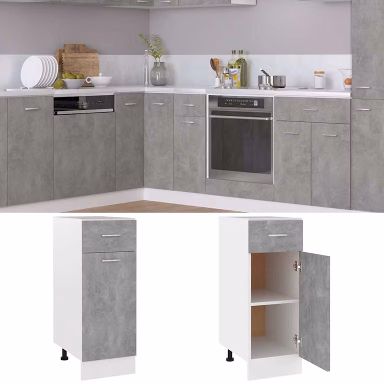 vidaXL Armadio Inferiore Cassetto “Lyon” Grigio Cemento 30x46x81,5