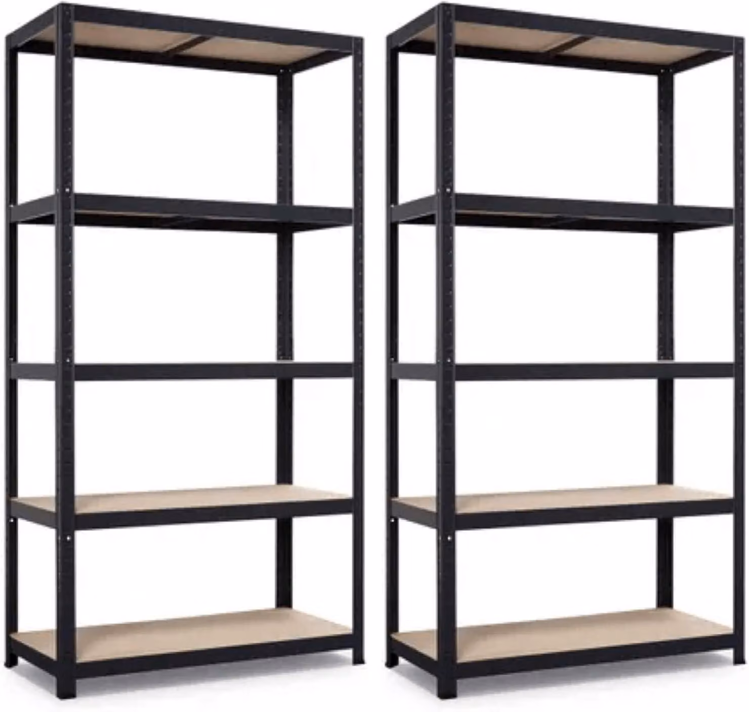 Scaffali metallici neri, 2 pezzi, dimensioni 180x90x40 cm, ideali per soggiorno e cucina