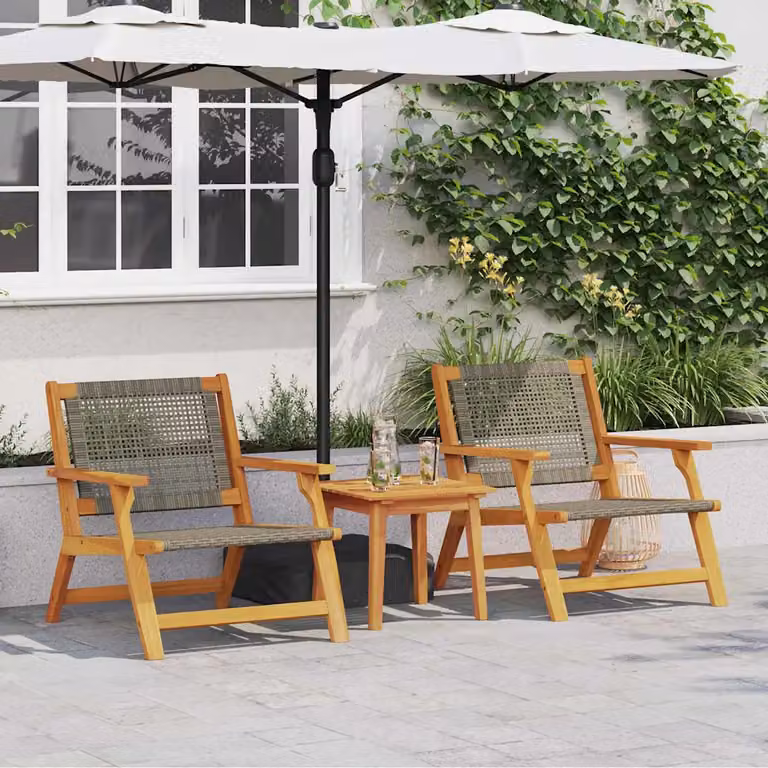 Set di arredi da giardino vidaXL in legno di acacia con tessuto textilene, 2 pezzi, Grigio/Marrone, L/P/H: 67 x 78 x 73 cm