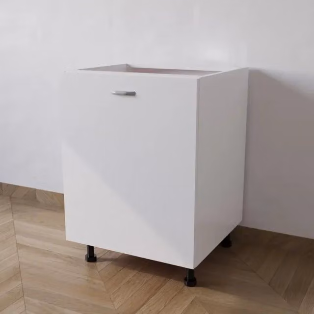 Base cucina Calandrelli con 1 anta, finitura bianca opaca, L: 60 cm, P: 55,5 cm, H: 72 cm