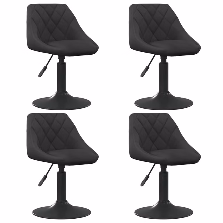 The Living Store Sedie da pranzo 4 pz. Girevoli in velluto nero