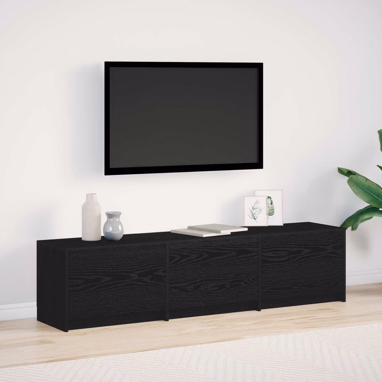 Mobile TV vidaXL in legno ingegnerizzato Rovere Nero con illuminazione integrata per il tuo soggiorno