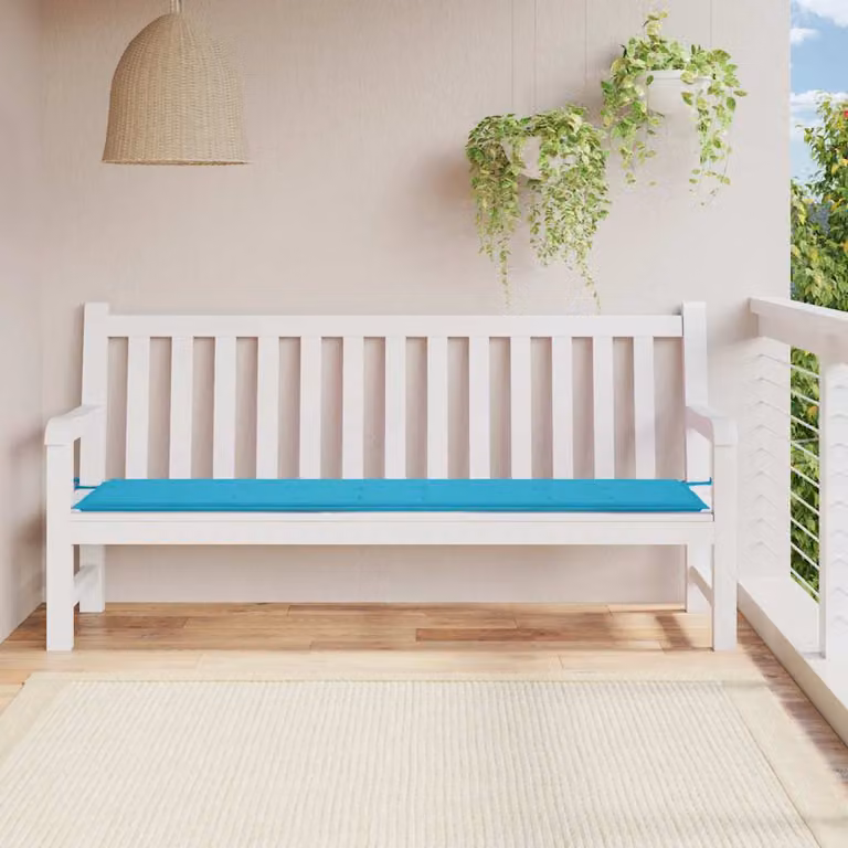 vidaXL Cuscino per Panca da Giardino Turchese in Tessuto Idrorepellente e Traspirante L: 200 cm, P: 50 cm, H: 3 cm