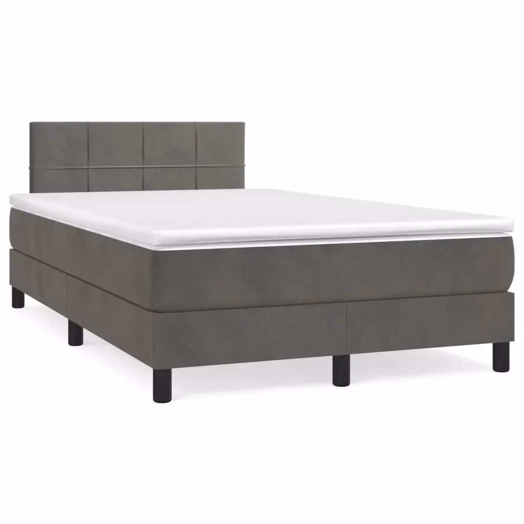 Letto Ibrido con Giroletto a Molle e Materasso vidaXL in Velluto Grigio e Bianco L/P/H: 200 x 120 x 88 cm – 2