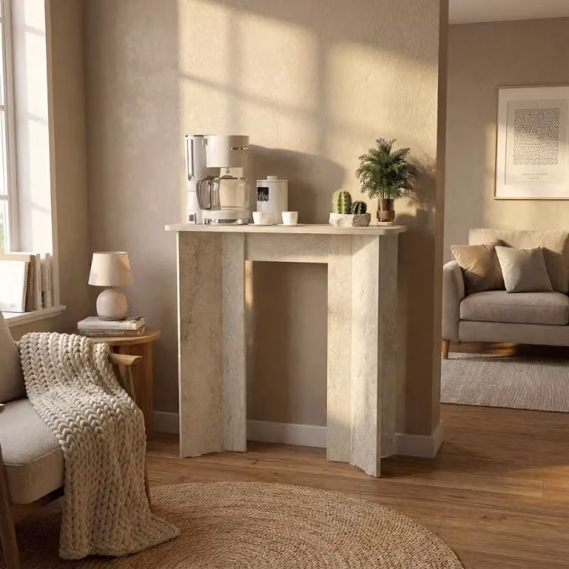 Consolle Mara Home Effezeta in travertino color beige con piano e struttura in pietra naturale – 2