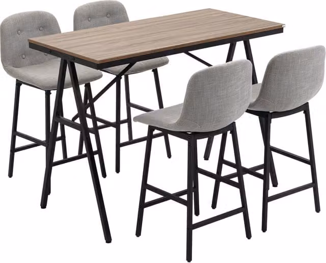 Tavolo da pranzo con sedie imbottite ¨C zephmum ¨C grigio metallo 120x60x91 cm