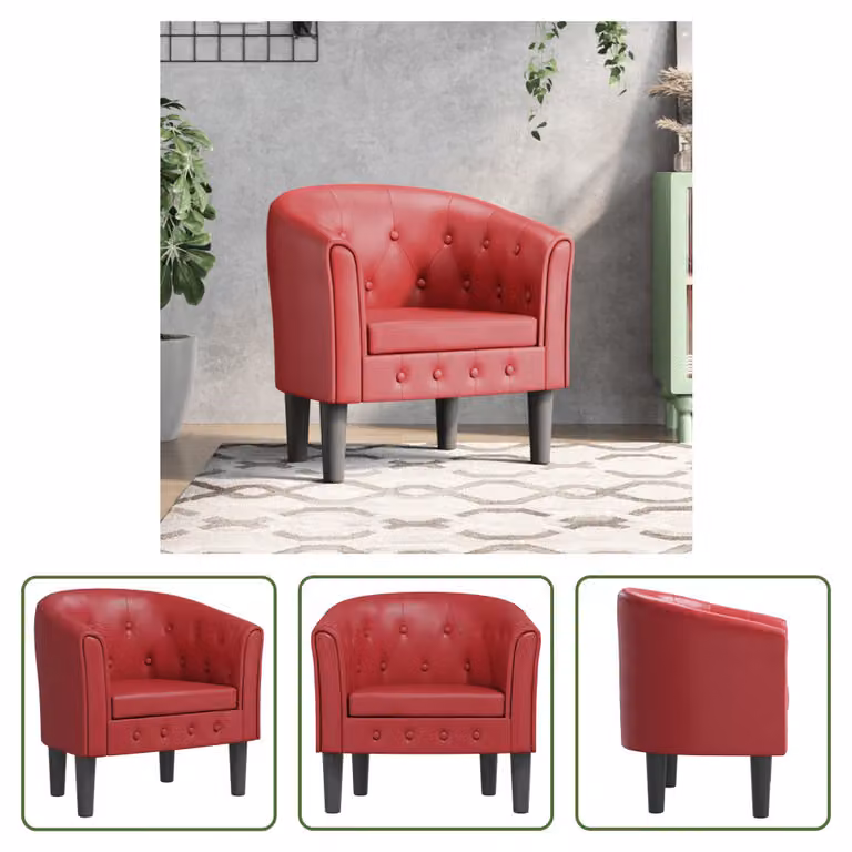 The Living Store Sedia Club in Pelle finta rosso vino