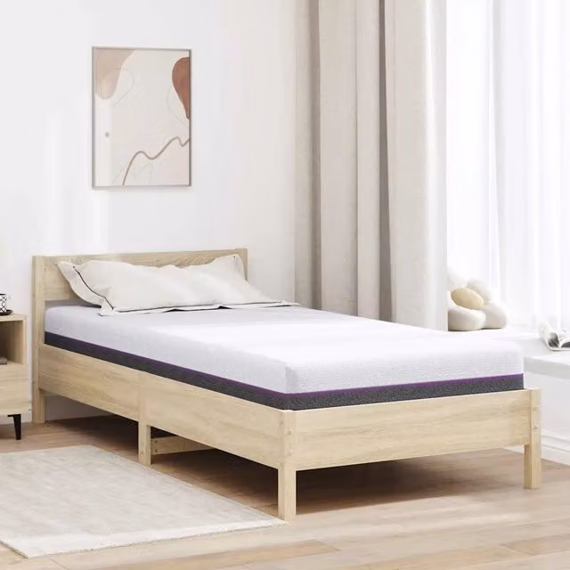 Materasso in schiuma viscoelastica vidaXL, colore bianco e grigio, con rivestimento rimovibile, L/P: 90 x 190 cm