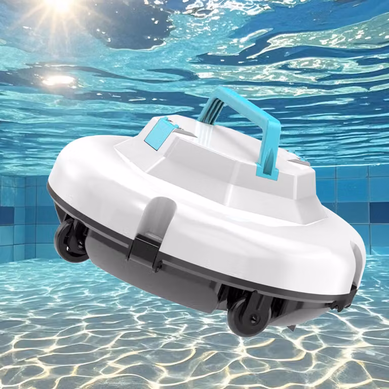 ZELURXX: Robot pulitore per piscine senza fili, con grado di protezione IPX8, corpo in ABS, filtro fine da 180μm, velocità di 17 m/min. Ideale per piscine con fondo piatto e piscine rotonde