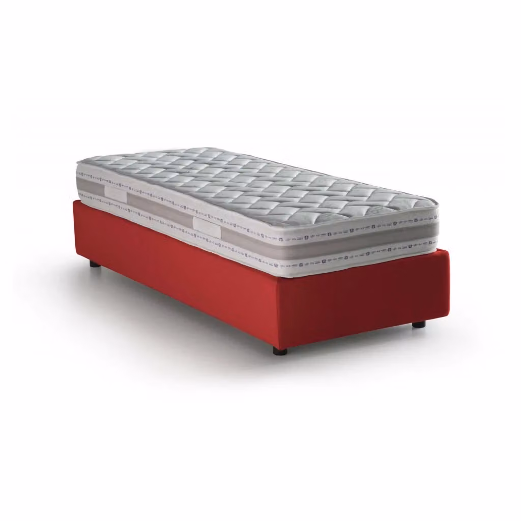 Letto singolo contenitore Aribal Talamo Italia con rivestimento in tessuto e materasso incluso, Rosso, 90x200 cm – 2