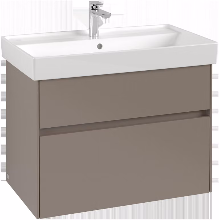 Villeroy & Boch Collaro Meuble sous-lavabo, 2 tiroirs, lavabo au centre, avec éclairage, 754x546x444mm, C010B0VL, C010B0VL