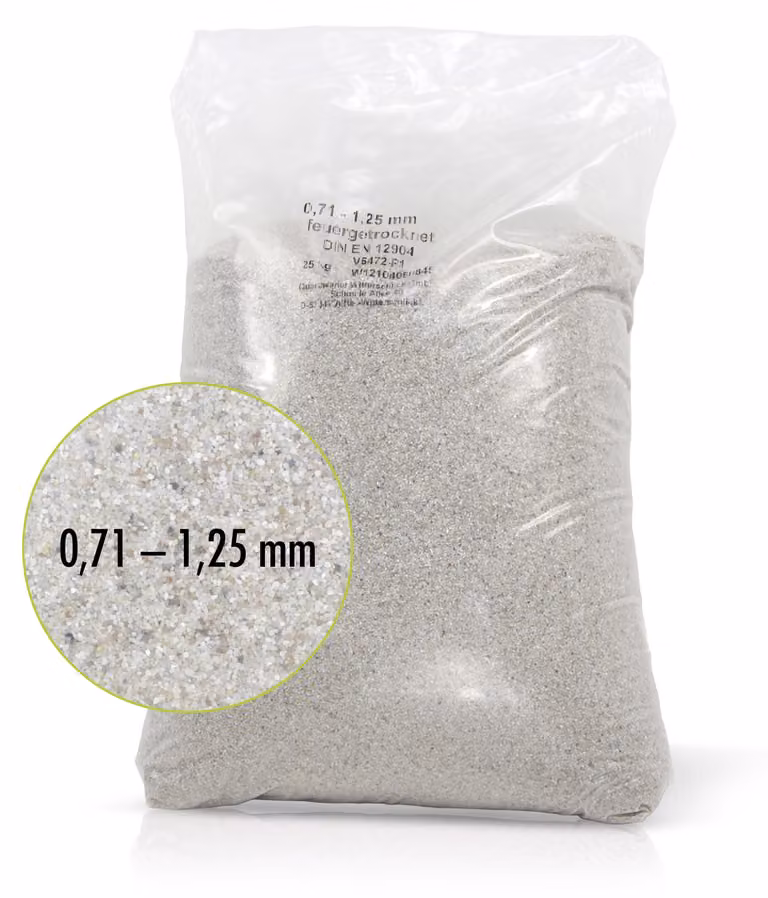 25 kg di sabbia di quarzo premium per filtri 0,71 - 1,25 mm