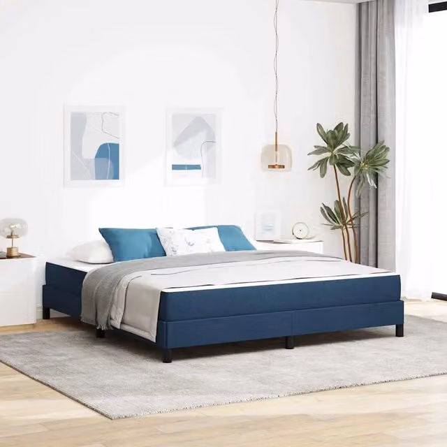 Letto a molle moderno vidaXL in tessuto blu con molle a tasche L: 180 cm, P: 200 cm, H: 280 cm