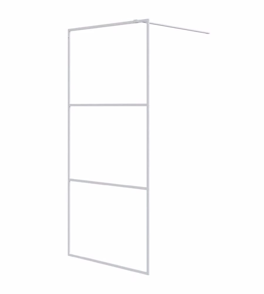 Parete Doccia Walk in vidaXL Bianca con Vetro Trasparente ESG L: 90 cm, H: 195 cm