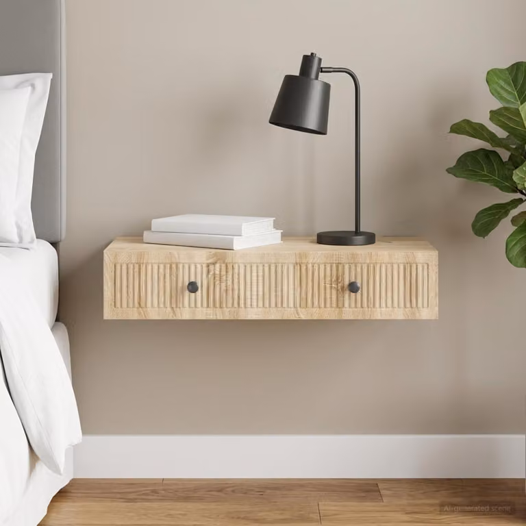 vidaXL Tavolino da Parete Laterale in Rovere Sonoma L: 87,5 cm, P: 34,5 cm, H: 17 cm