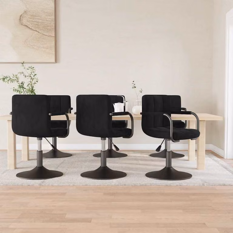 Set di 6 sedie da pranzo girevoli vidaXL in velluto nero con design moderno per cucina e sala da pranzo