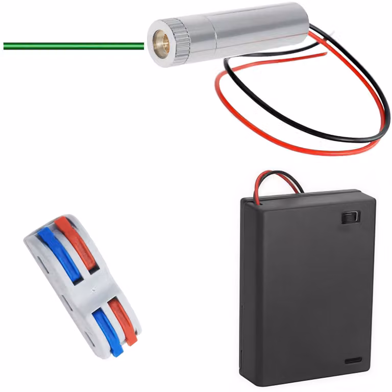 1 modulo diodo laser a linea verde da 520 nm, con alimentazione da 3-5V e circuito driver integrato