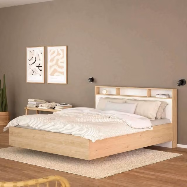 Letto matrimoniale Rose DMORA in Rovere e Bianco L: 169,8 cm x P: 216 cm