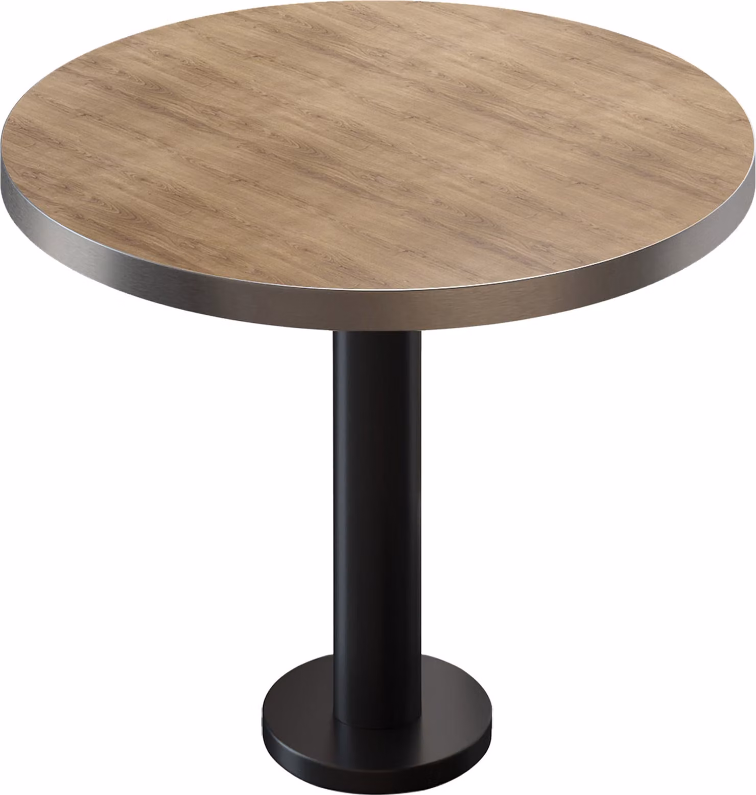 BML | Tavolino da bistrot | Ø: 80 x 75 cm | Rovere / Nero | Rotondo | Bordo in acciaio inossidabile | Tavolino da bistrot / Tavolo da ristorazione