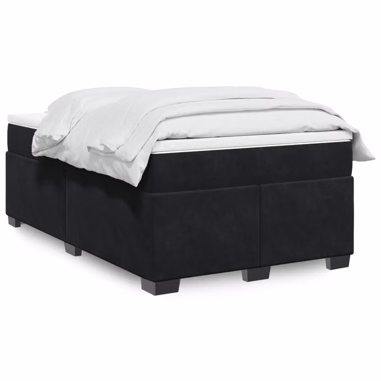 Giroletto a molle con materasso vidaXL in velluto nero L/P/H: 120 x 190 cm