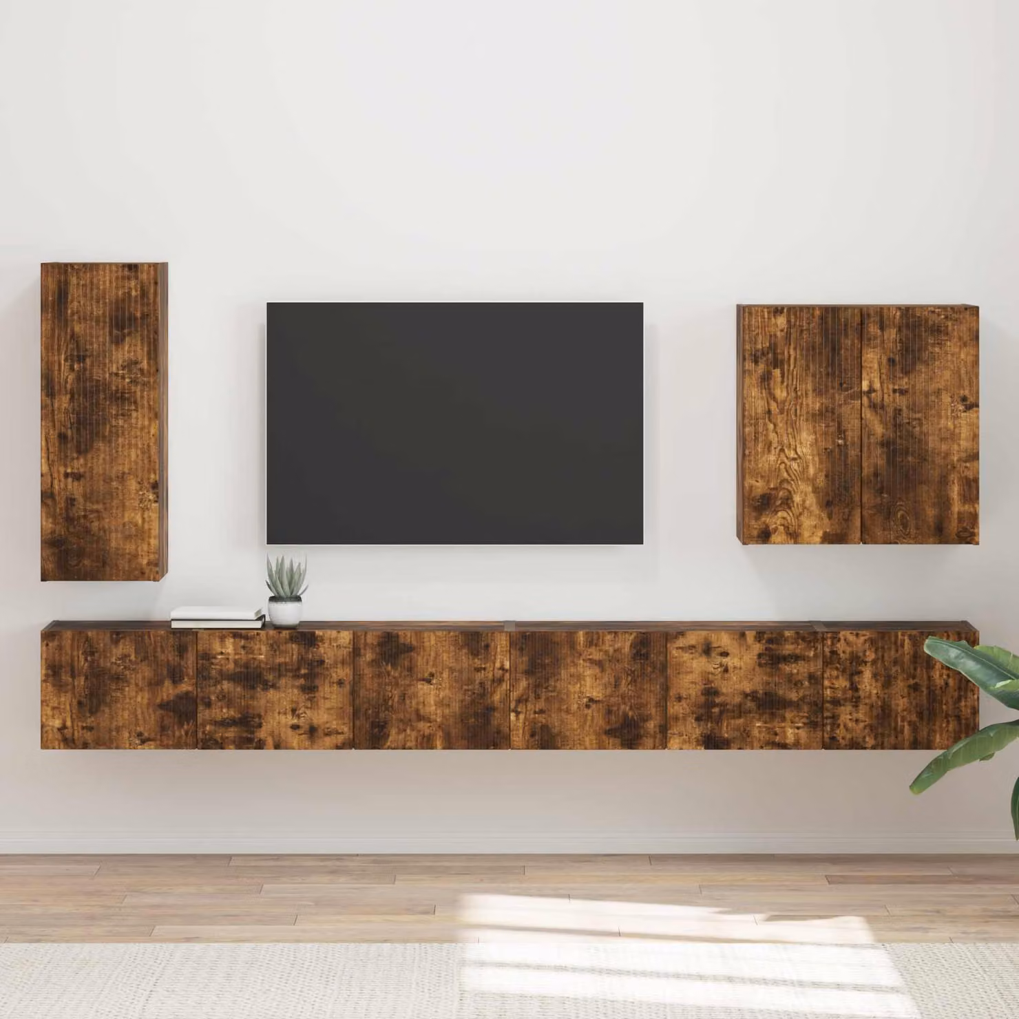 Set di 6 mobiletti da parete per TV vidaXL in rovere fumé moderno – 1