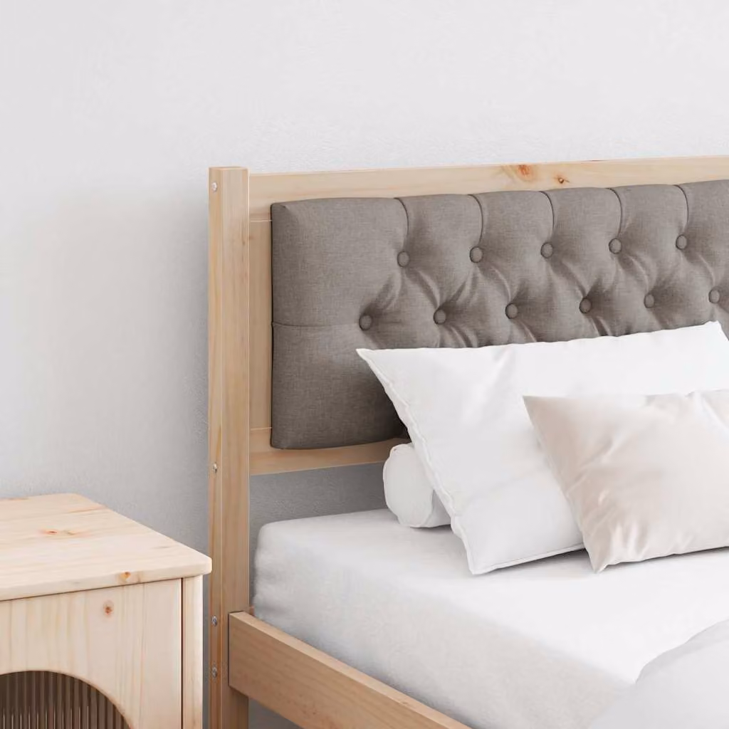 Testiera per letto imbottita vidaXL in legno di pino massello, colori marrone, beige e grigio