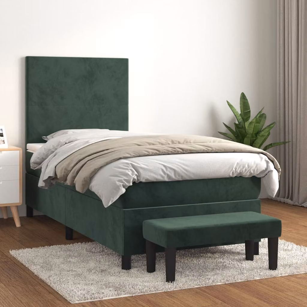 Maison Exclusive - Giroletto a Molle con Materasso Verde Scuro 100x200 cm Velluto