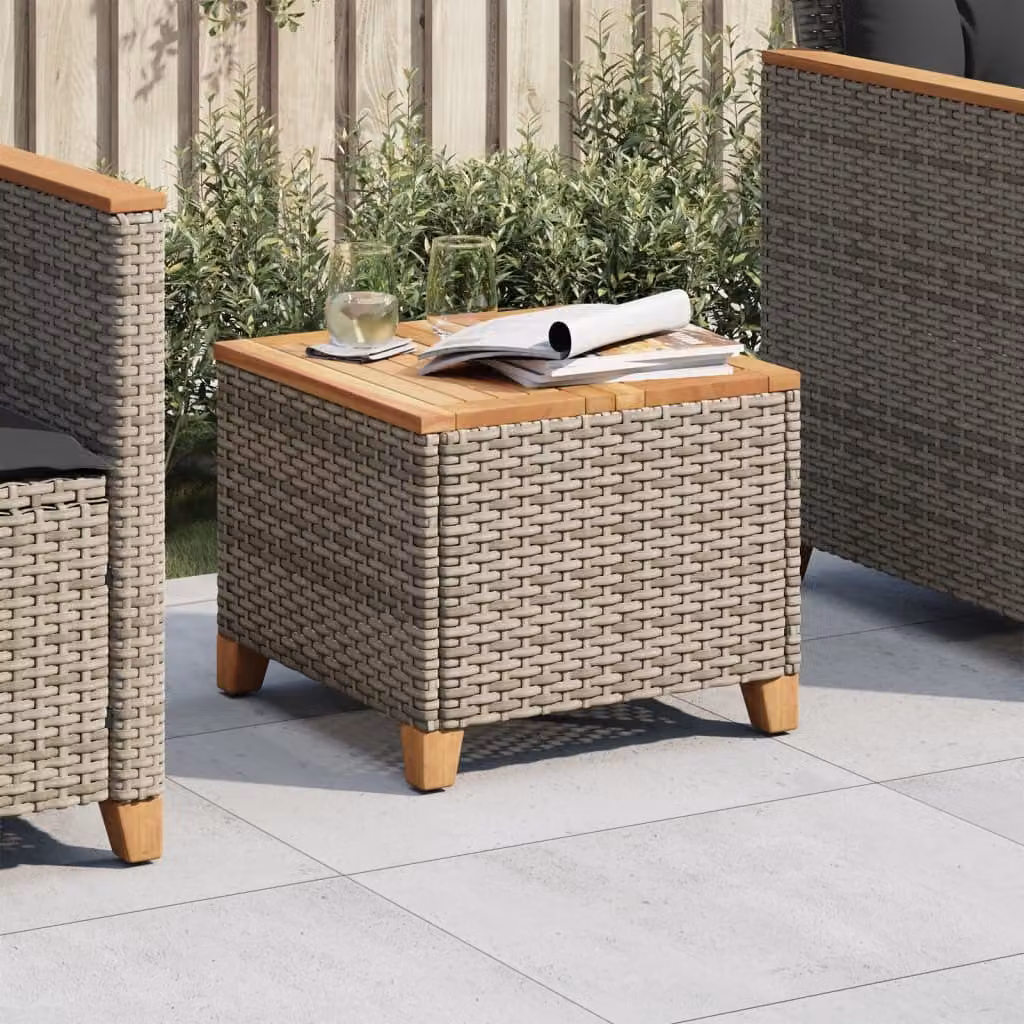 Maison Exclusive - Tavolo da giardino grigio, 45x45x37 cm, in rattan sintetico e legno di acacia