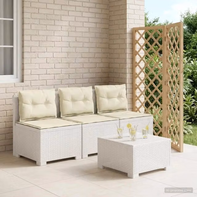 Divano da giardino 3 posti con cuscini in look rattan 3 posto 8011984