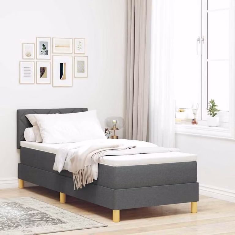 Maison Exclusive - Letto boxspring a LED con cuscini, grigio scuro, 80 x 200 cm, tessuto