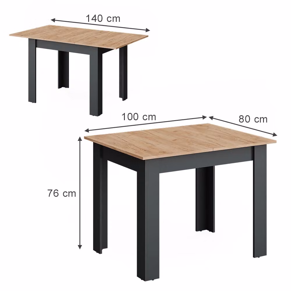 Tavolo da pranzo allungabile Repose Vicco colore Antracite e Rovere – 2