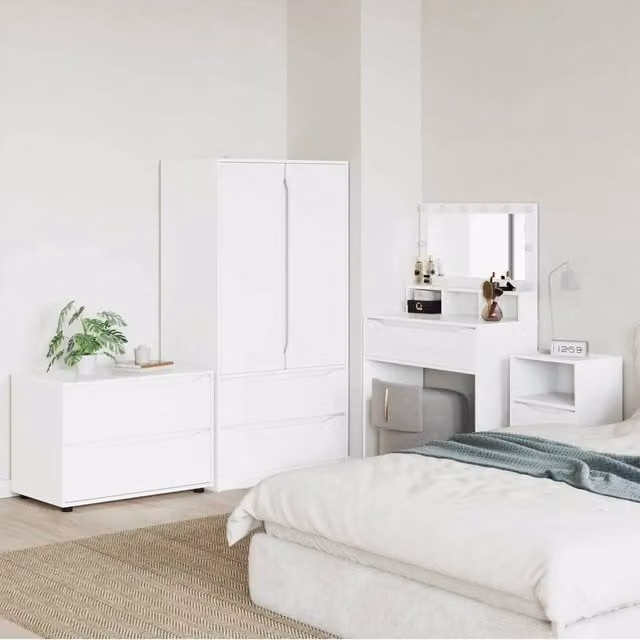 Armadio moderno vidaXL bianco con ante a battente e cassetti L: 80 cm, P: 48 cm, H: 57 cm