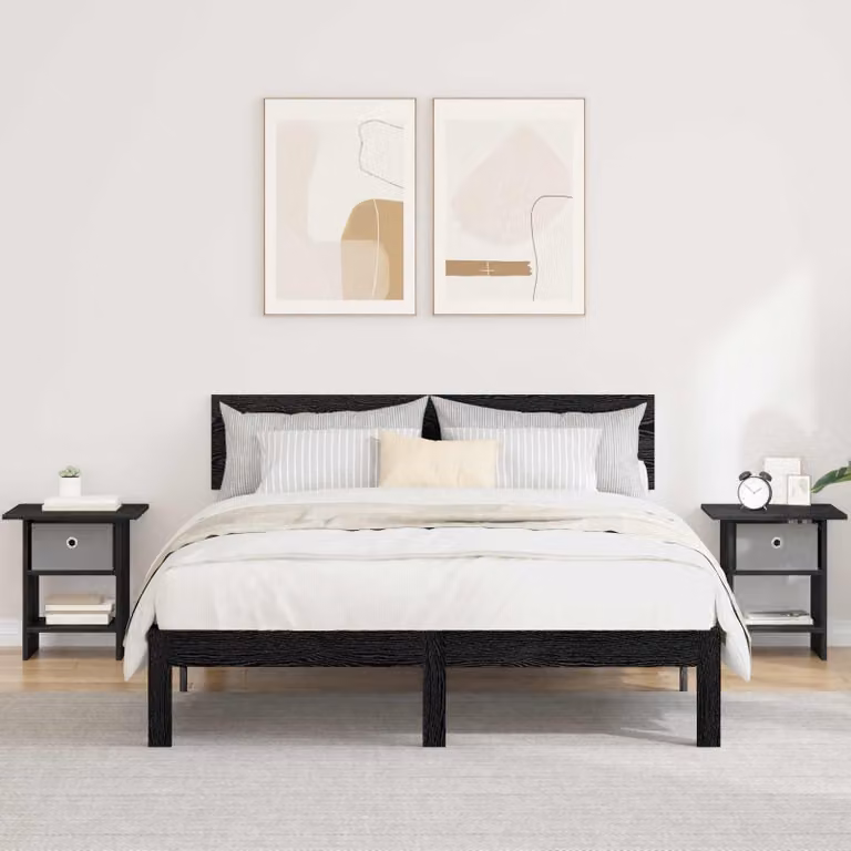 Set di 2 comodini moderni vidaXL in legno ingegnerizzato nero, L 41 cm x P 40 cm x H 45 cm