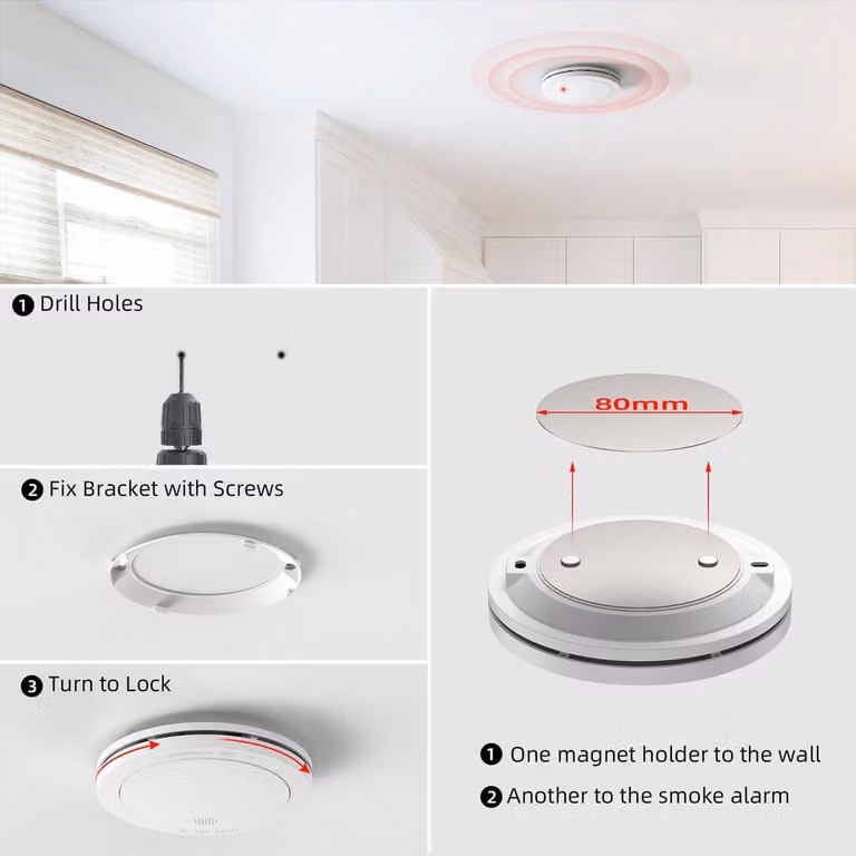 Rilevatore di fumo - Wireless - Batteria a lunga durata (10 anni) - Sistema di sicurezza per la casa