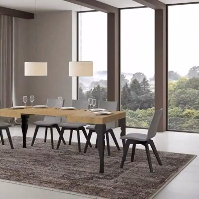 Tavolo allungabile moderno Itamoby in legno color quercia con gambe in metallo antracite L: 110-194 cm, P: 70 cm