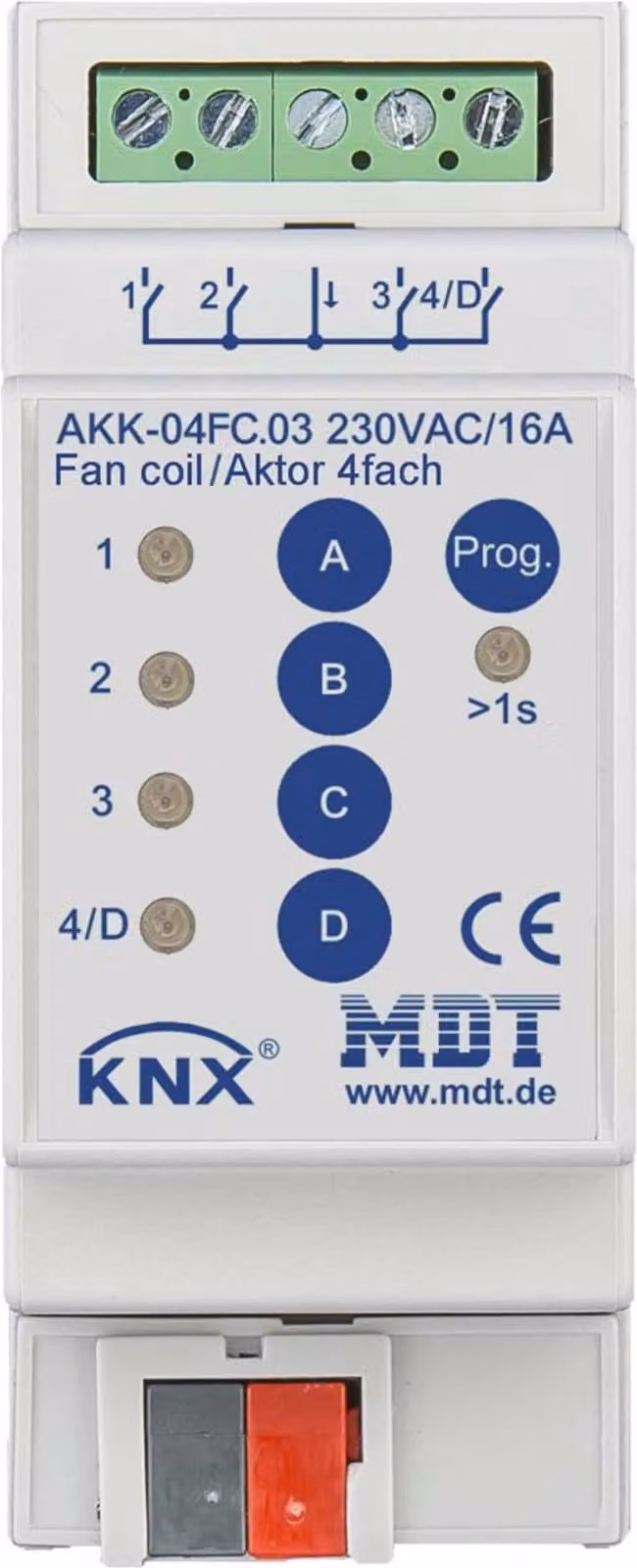 MDT KNX Attuatore di commutazione quadruplo 16 A REG, 1 pz.